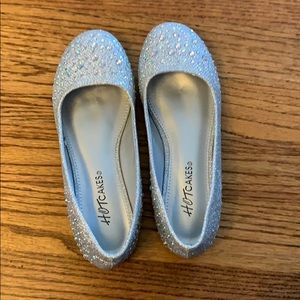 Girls Silver Sequin Formal Hot Cakes Shoes Size 13